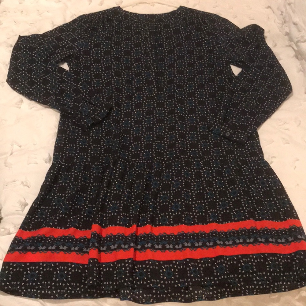 Loft printed long sleeve drop hem dress